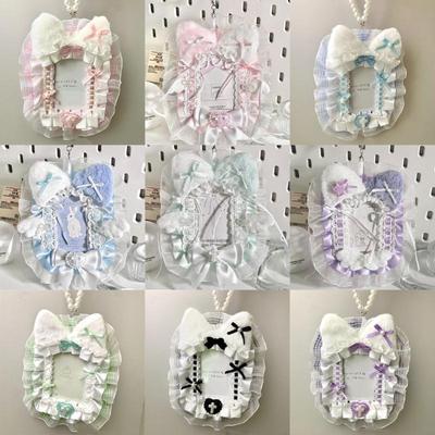 Sweet Cute Plush Lace Pocard Holder Anime Lolita Idol Display Po Protector Case Card With Bowknot Pendant Bag Accessory