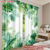 2D flat printing 2pcs Window Curtains Tropical Green Leaves Border Digital Printed Polyester Drapes Family Party Perfect for