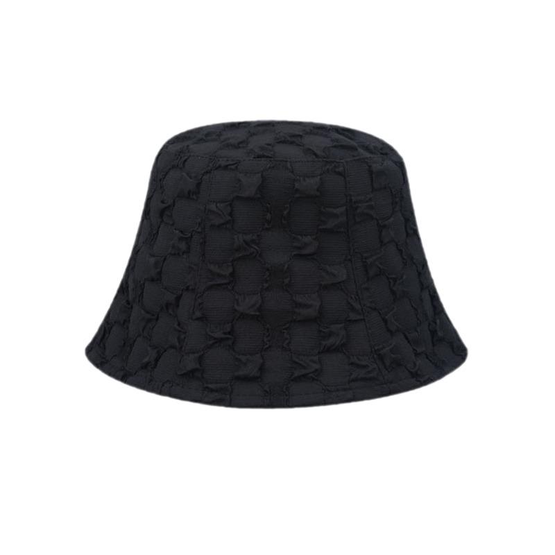 Seersucker Pleating Women's Bucket Hat Thin Small Square Summer Sun Hat