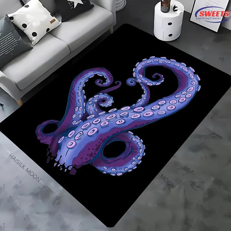 Octopus Theme Printed Rug for Living Room Large Area Decorate Carpet Non-slip Sofa Mat Modern Home Fashion Floor Mats