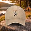 Music Cat Guitar Print Washed Baseball Cap Unisex Casual Hat for Golf Outdoor Daily Wear
