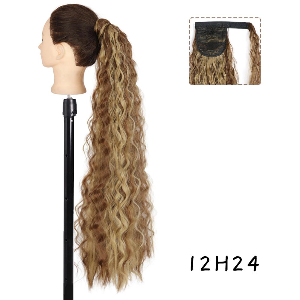 MERISIHAIR Women Long Deep Wavy Warp Around Ponytail Synthetic Fiber Long Brown Wavy Ponytail Hair Extensions Daily Wear
