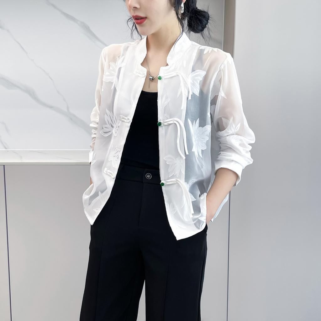 Jacken Damen Durchsichtig Sonnenschutz Chinesischer Stil Kühl Täglich Atmungsaktiv Einfach Freizeit Alleskönner Damen Frühling Persönlichkeit Vintage