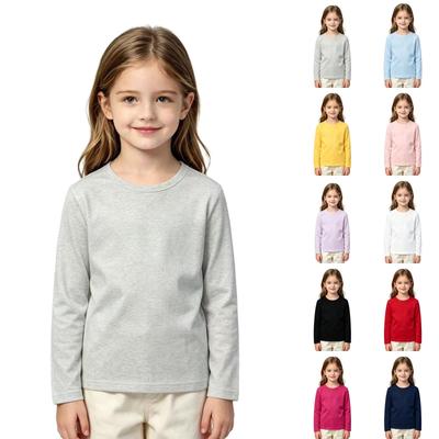 Kinder Langarm-T-Shirt Farbe Lässig Basic Layering-Oberteil für Jungen und Mädchen