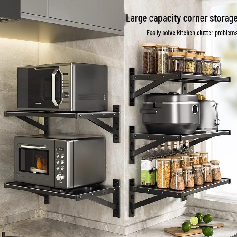 Wall-Mounted Microwave Oven Storage Rack