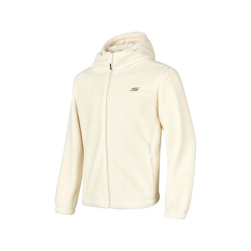 Skechers Basic Sports Series Warm Comfortable Casual Windproof Hooded Long Sleeve Jacket Unisex Jackets Pearl-White P124U008-02EP XL