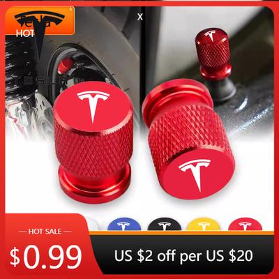Car Sticker Tesla 4pcs Car Metal Wheel Tire Valve Cap Stem Duust Cover For Tesla Model 3 Model S X Model Y Roadster SpaceX Exter