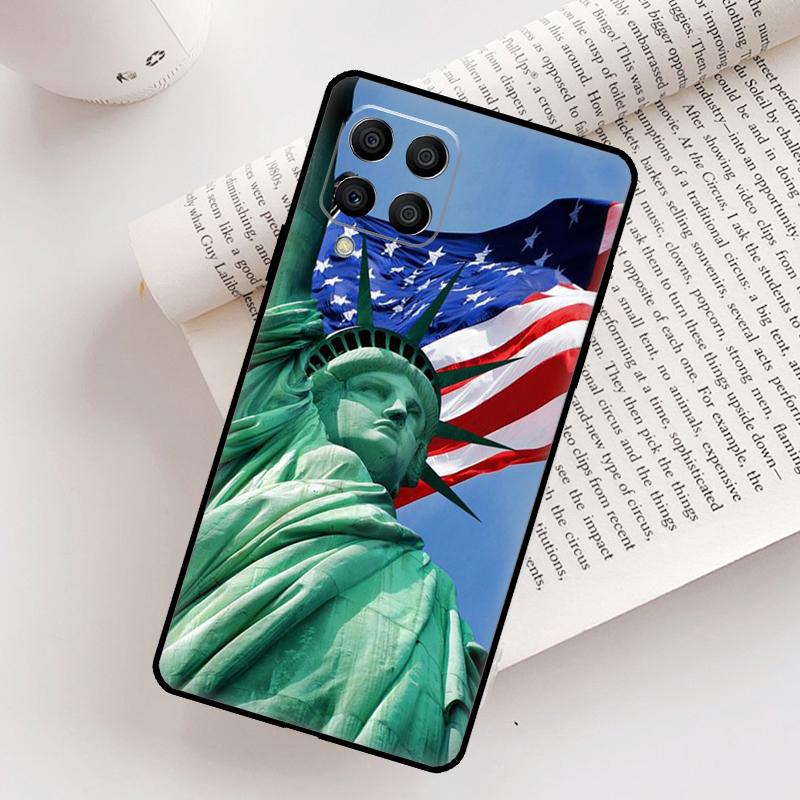 America Flag Statue of Liberty Case For Samsung Galaxy M21 M31 M13 M33 M53 M15 M35 M55 M16 M36 M56 M12 M32 M52 M14 M34 M54
