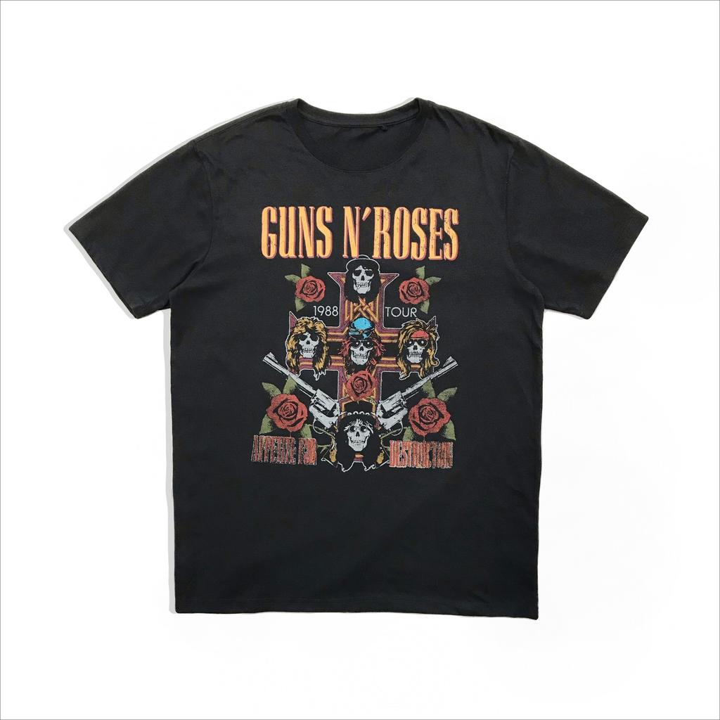 Pistol Rose Pattern Guns N Roses Rock Guns and Roses Band Casual TShirt Mens and Womens Luxury Band Brand
