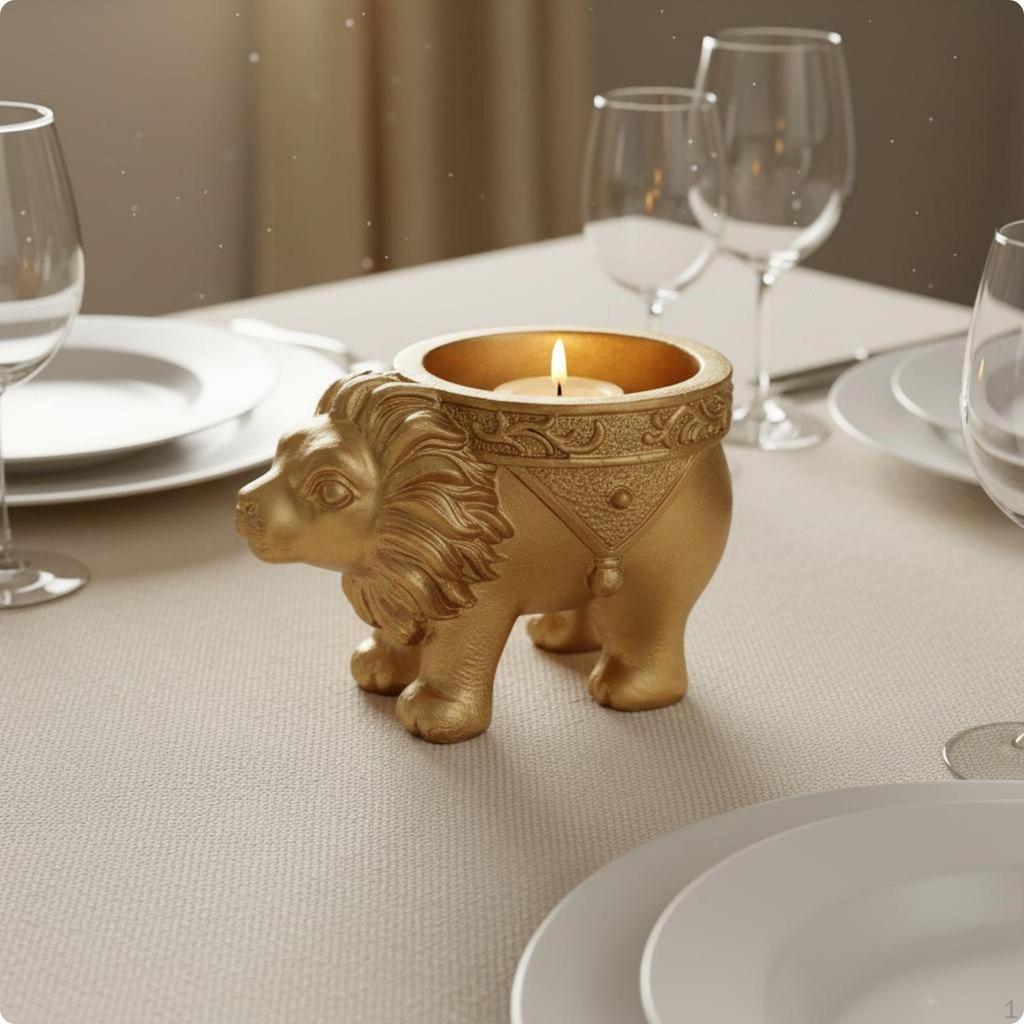Animal Candle Holder Finished Tealight Resin Home Decor Leopard