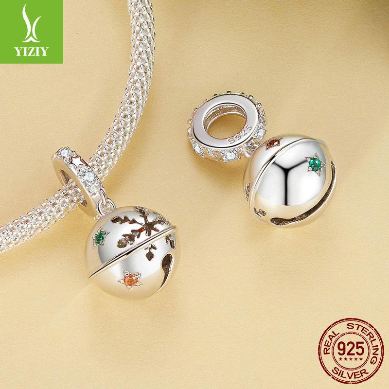 Christmas Bells Diy Pendant Accessories, Holiday Gifts S925 Sterling Silver Bracelet Beaded