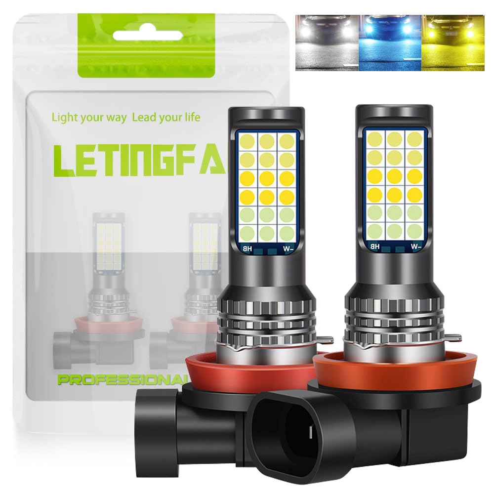 

H11 LED Fog Lamp, 3 Color Switching, H16 LED, High Brightness, 3030 Chips, White/Yellow/Ice жёлтый