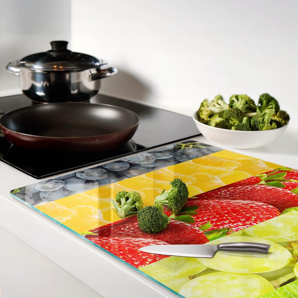 Kitchen Multifunctional Decorative Glass Board Colorful Fruits 80x52 Cm