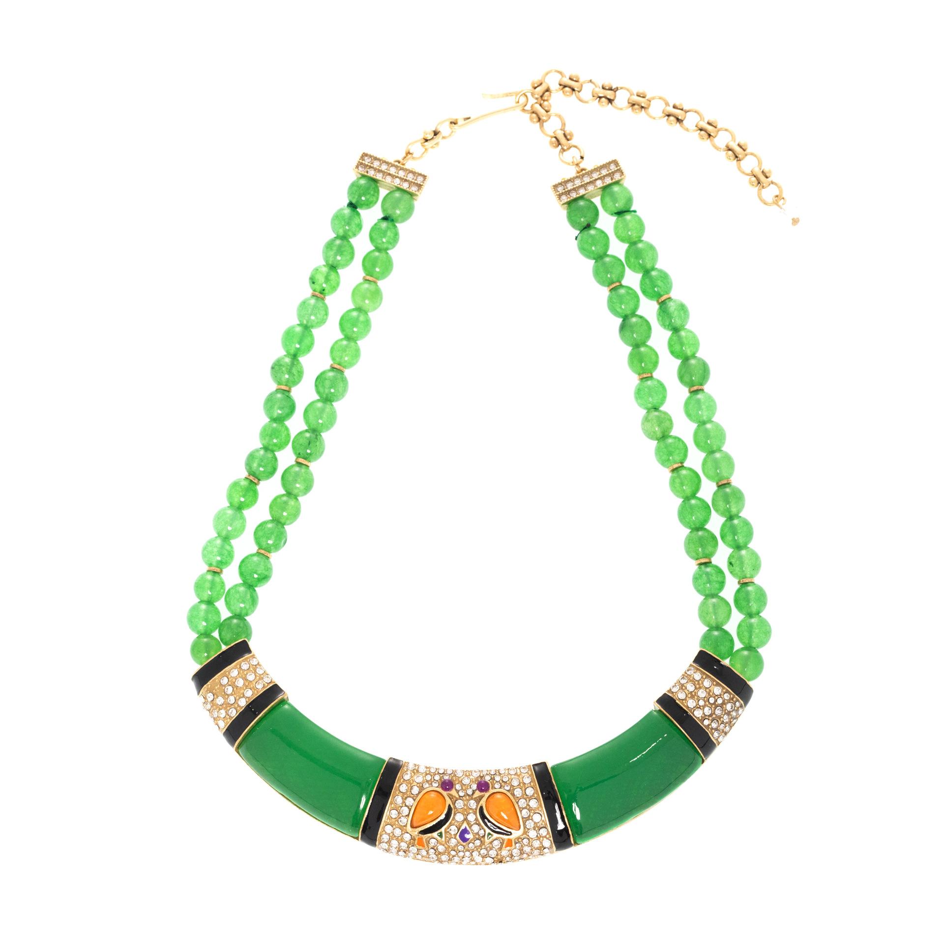 Прямая трансляция с Ближнего Востока, Высококлассный Нишевый Дизайн, Ювелирное Изделие, Ожерелье с Алмазами и Изумрудами, Позолоченный Сплав Меди