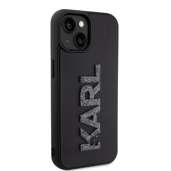 Etui do iPhone 15 Karl Lagerfeld 3D Rubber Glitter Logo Czarne