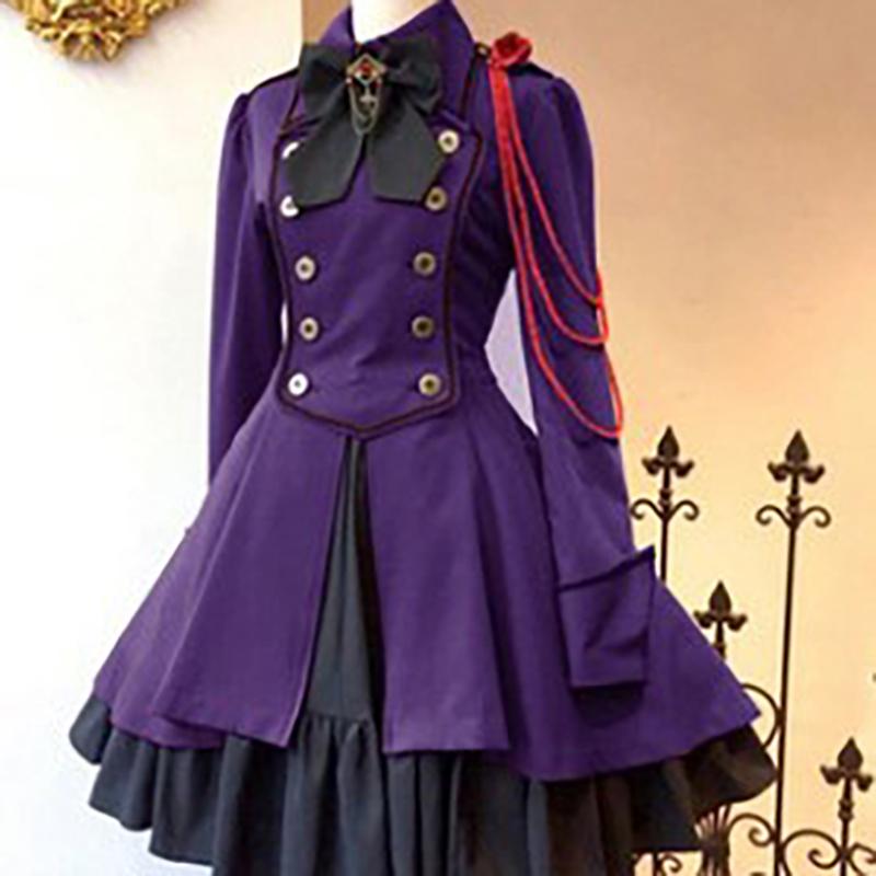 Renaissance Retro Bow Long Sleeve Ruffle Cosplay Dress