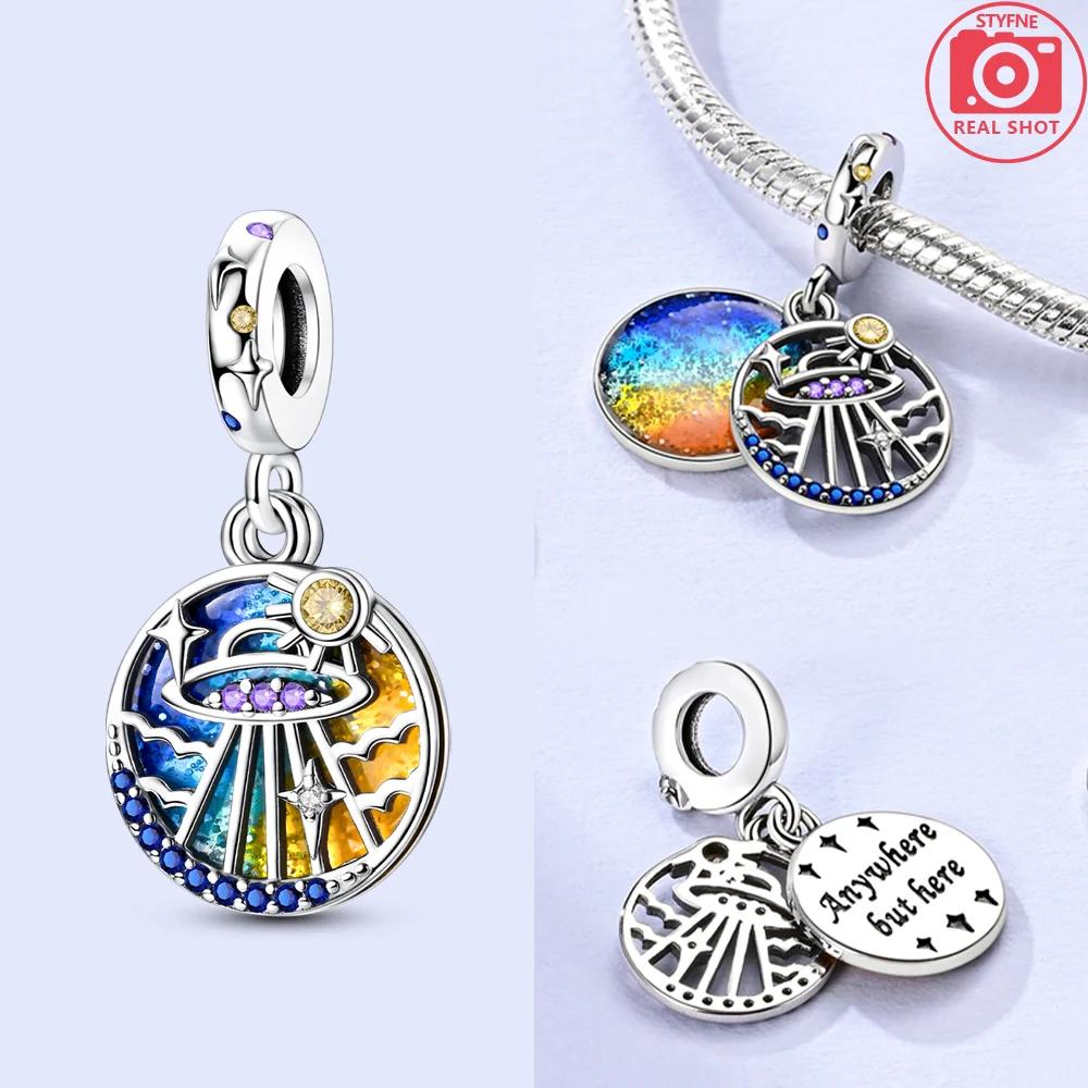 Genuine Fairy Tale White Horse Pumpkin Cart Windmill Universe Beads Fit Bracelet Jewelry Charms Authentic Copper Women DIY Style Wedding Gifts