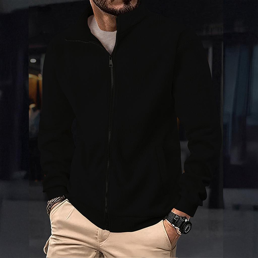 Men's Solid Color Corduroy Zipper Jacket Men's Sports Large Size Casual Jacket