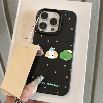 Phone Case for iPhone 11 13 XR XS Max Case iPhone 12 14 15 16 Pro Max 12 Pro 15 Plus Leather Painted Waterproof Drop-proof and Wear-resistant Cartoon