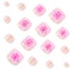 24pcs Short Square Toe Nails 3D Rose Red Flowers Foot Nails Fashion Fake Toenails  for Women Girl