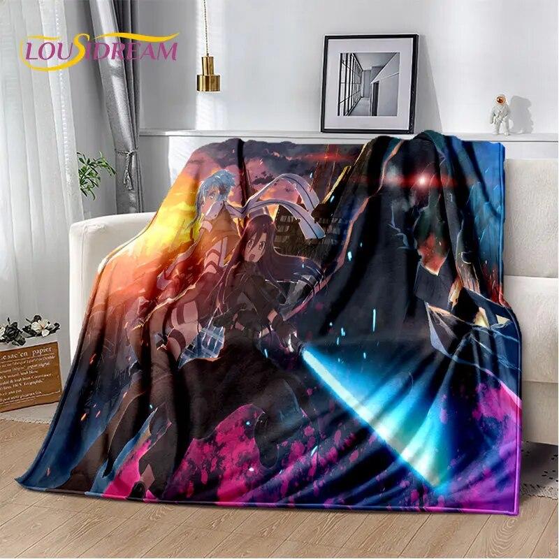Sword Art Online SAO Anime Cartoon Soft Plush Blanket,Flannel Blanket Throw Blanket for Living Room Bedroom Bed Sofa Picnic Kids