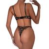 European and American Stye Women’s Ultra-Thin Lace Leopard Print Bra Set Push-Up Minimize Sexy Lingerie