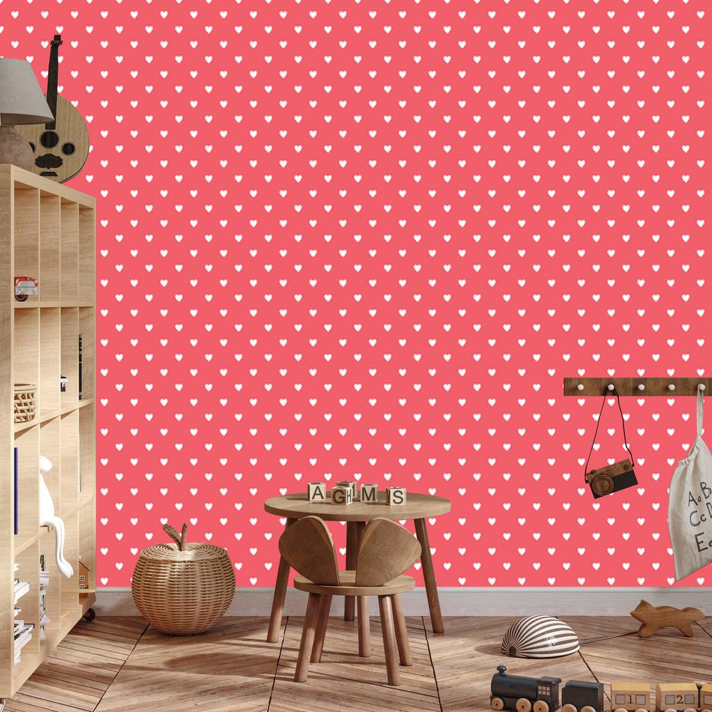 Hearts Coral Wallpaper 50x1000