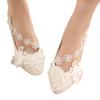Star Cat Plus Size Low Heel Lace Wedding Shoes with 3D Floral Design