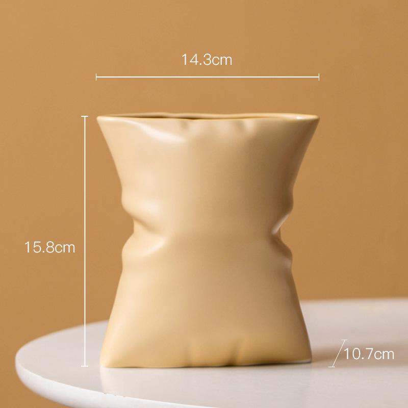 Elegant French Cream Ceramic Vase for Flowers, Light Luxury Home Decor Ornament