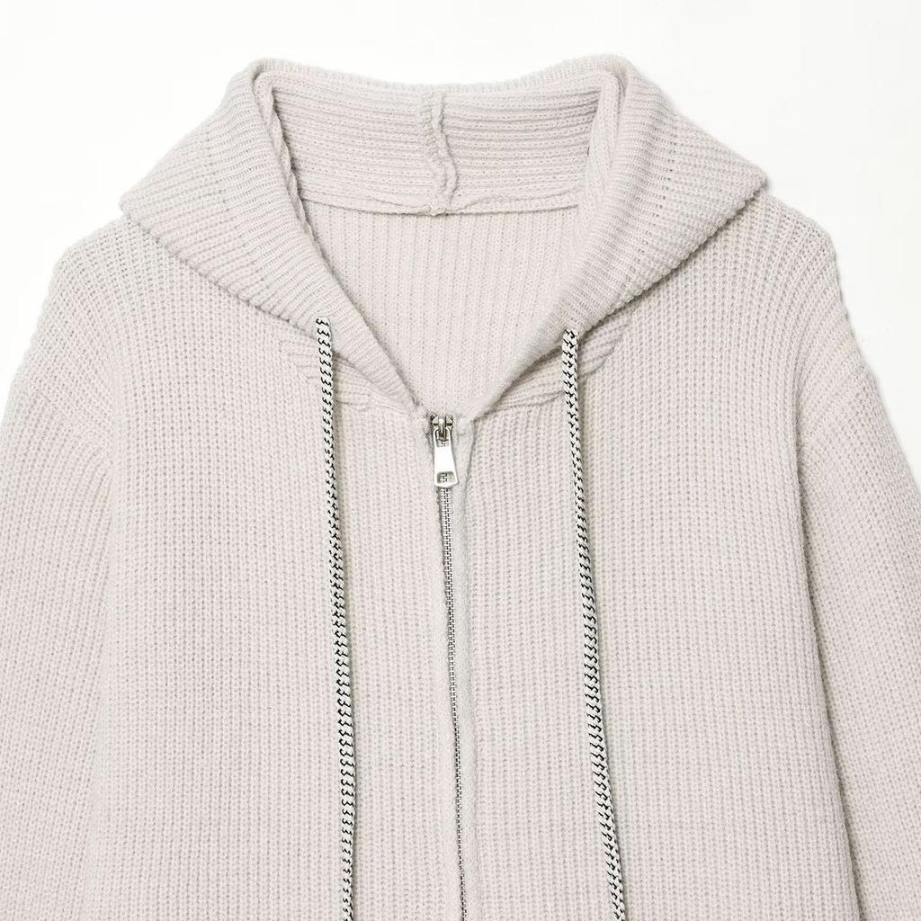 European and American style, new women's clothing, fashionable, casual, versatile, hooded knitted zipper fir