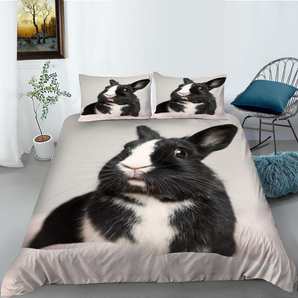 3D-Digitaldruck-Bettwäsche-Set, Bettbezug und Kissenbezug, Einzelbett, Doppelbett, große Tiermuster-Bettwäsche mit Reißverschluss, saubere, bequeme Bettwäsche