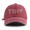 pc Flowers Print Washed Baseball Cap for AdultsMinimalist Retro Style Casual Soft Adjustable Dad Hat Perfect As Gift