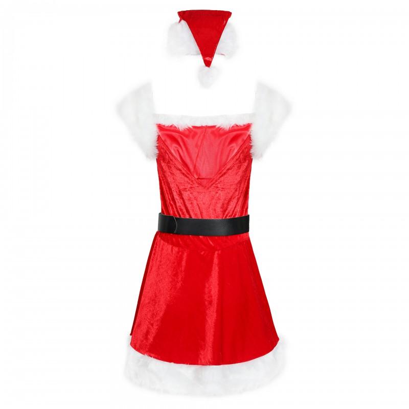 Sexy Christmas Party Costume Women Role Play Santa Dress M XL Size Festive Stage Outfit
