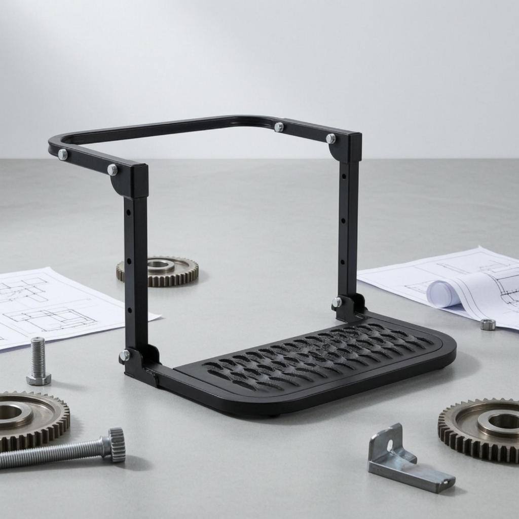 Adjustable Wheel Step with Curved Support Stable Metal Anti-Slip
