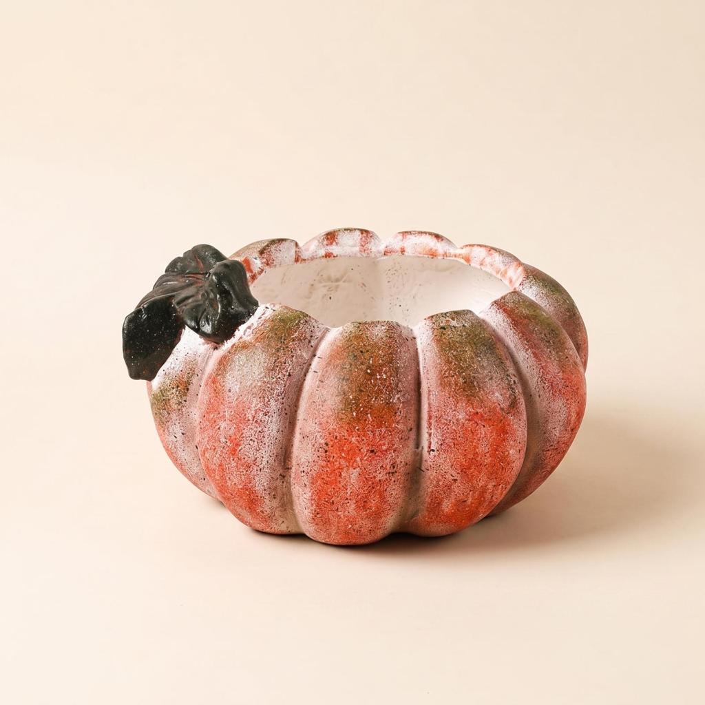 Pumpkin Planter Festive Pumpkin-Shaped Plant Pot Halloween Planter with Embellishment for Gardeners, Garden, Patio, Balcony