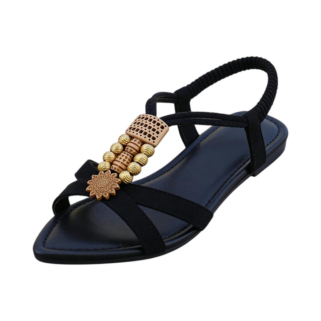 Summer women's casual and comfortable bead flat sandals