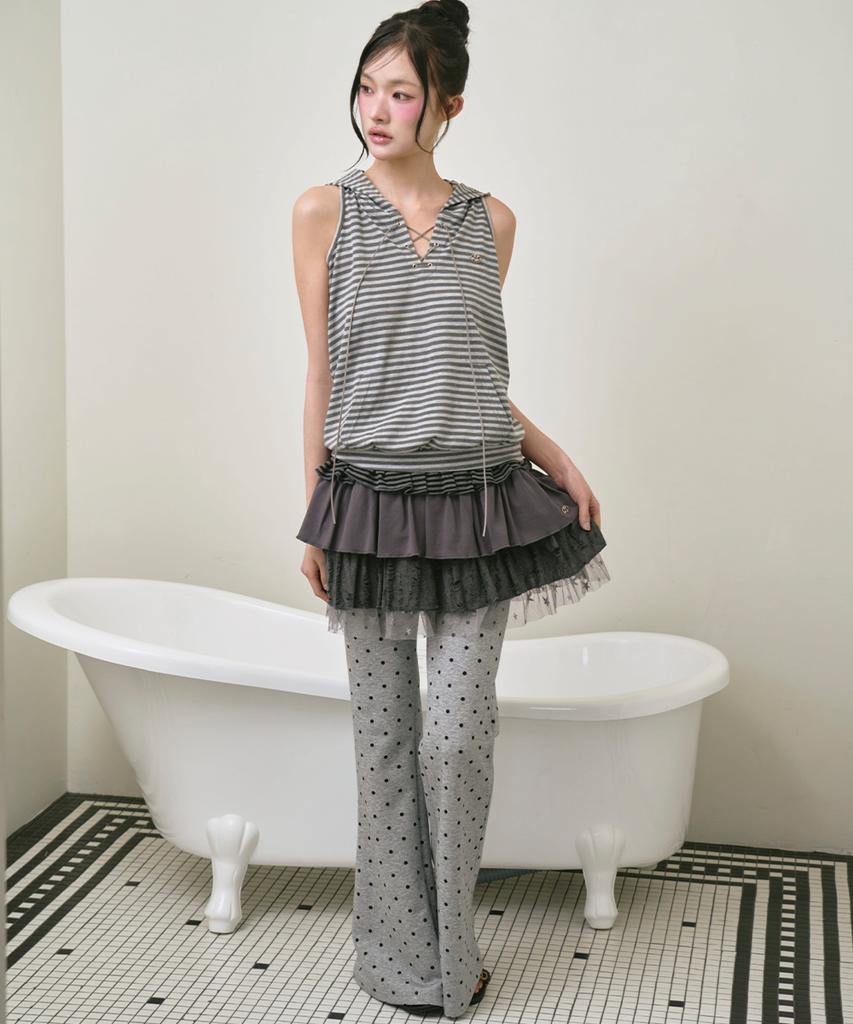 THE GREEN LAB Pocket Bootcut Dot Pants [Melange Gray]
