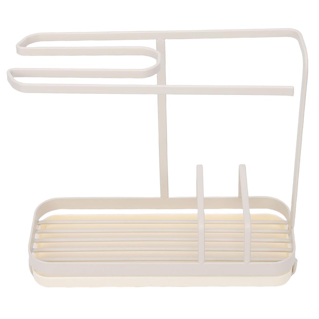 Kitchen Sink Multifunctional Metal Sponge Soap Brush Storage Rack with Towel Holder