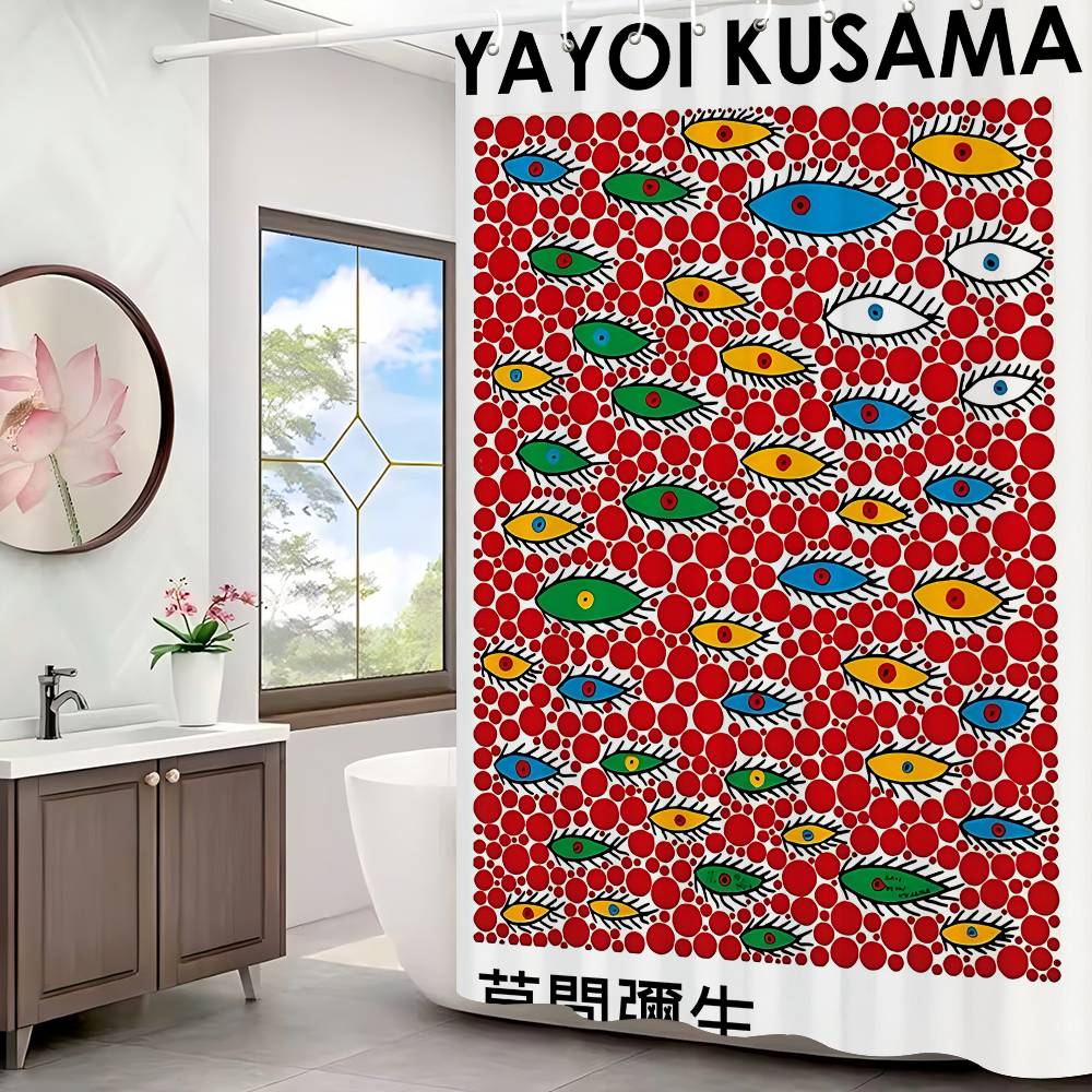 Yayoi Kusama Menas Vonios Dušo Užuolaida Apsauganti Sienelė Dušo Užuolaida Greitai Džiūstanti Gali Būti Šveičiama Šviesiai Nepermatoma Vonios