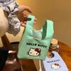 Fresh Plaid Makeup Shoulder Bag New Cartoon Kitty Print Wristlet  Stylish Pattern Small Square Bag Lightweight Underarm Handbag