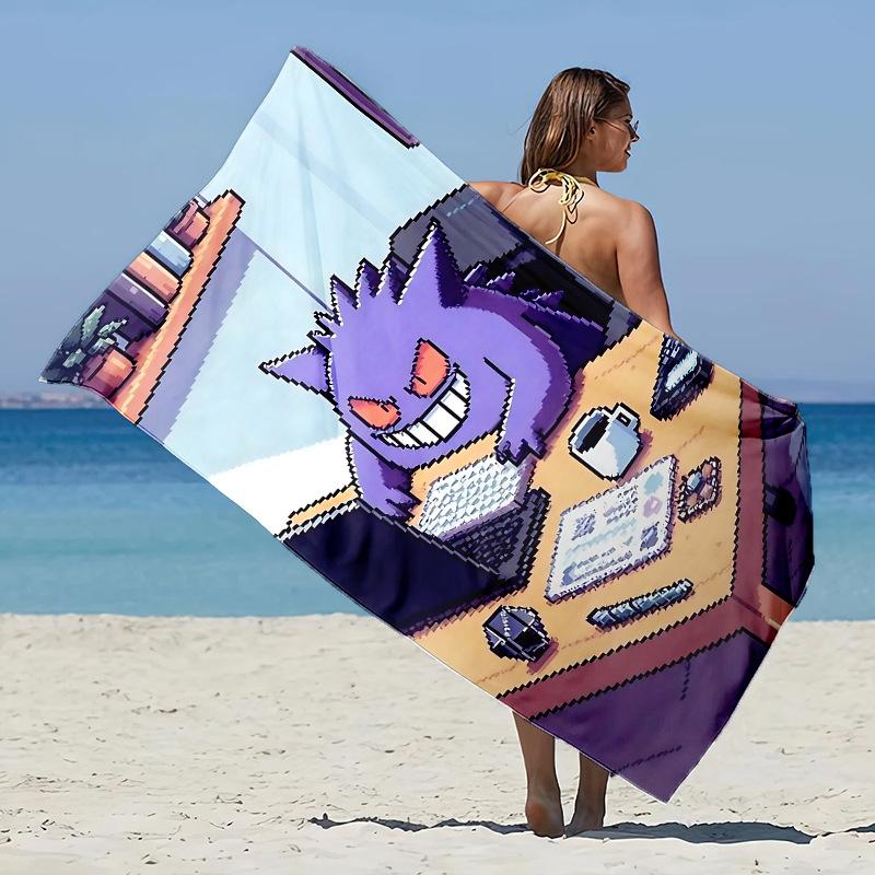 Children'S Bath Towel Gengar Towel Theme Beach Blanket Quick Dry Soft Swimming Towel For Beach Pool Bathyoga