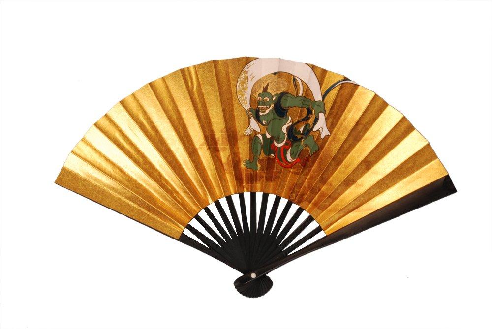

Nishida Folding featuring Fujin and Raijin God and Thunder in a presentation Fan, Black, 6-inch, (Wind God), box.