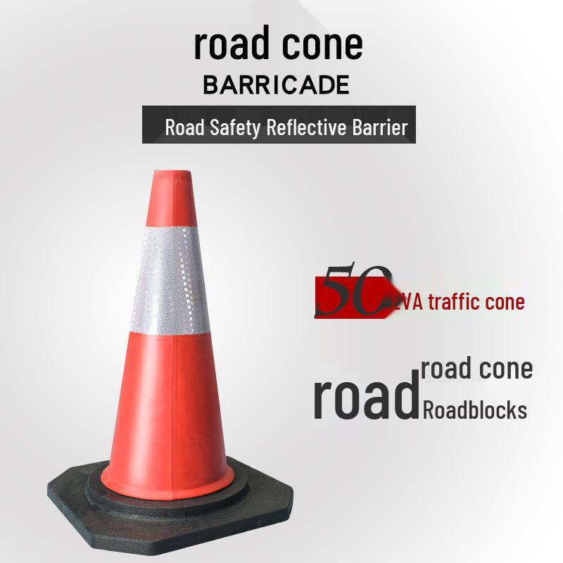 70cm Reflective Rubber Safety Cone - High-Speed Traffic Warning & Isolation Barrier