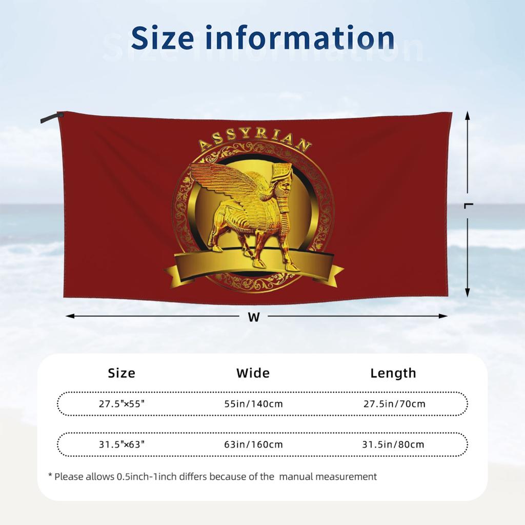 Luxury Assyrian Suryoyo Flag Beach Towel Soft Microfiber Quick Dry Absorbent Quick Towels For Bath