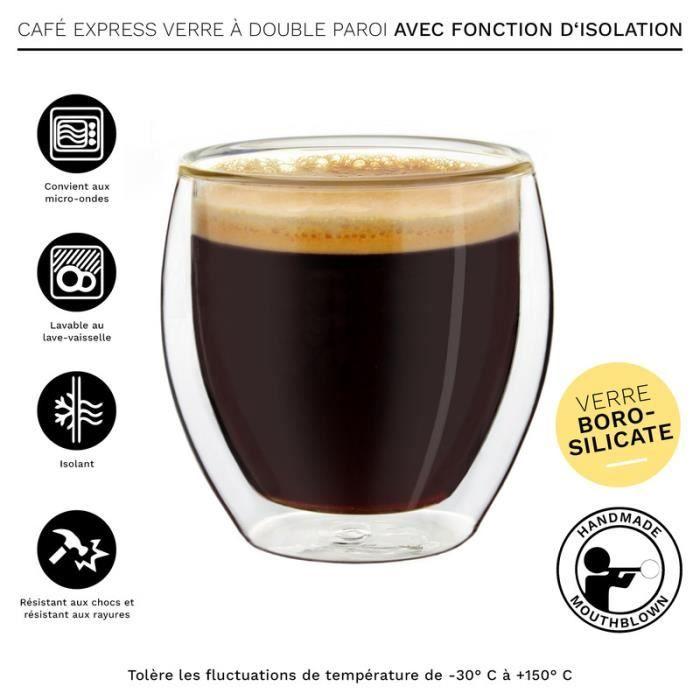 Verres à espresso - creano - bellied - 4 pièces - verre borosilicate - double paroi 100ml