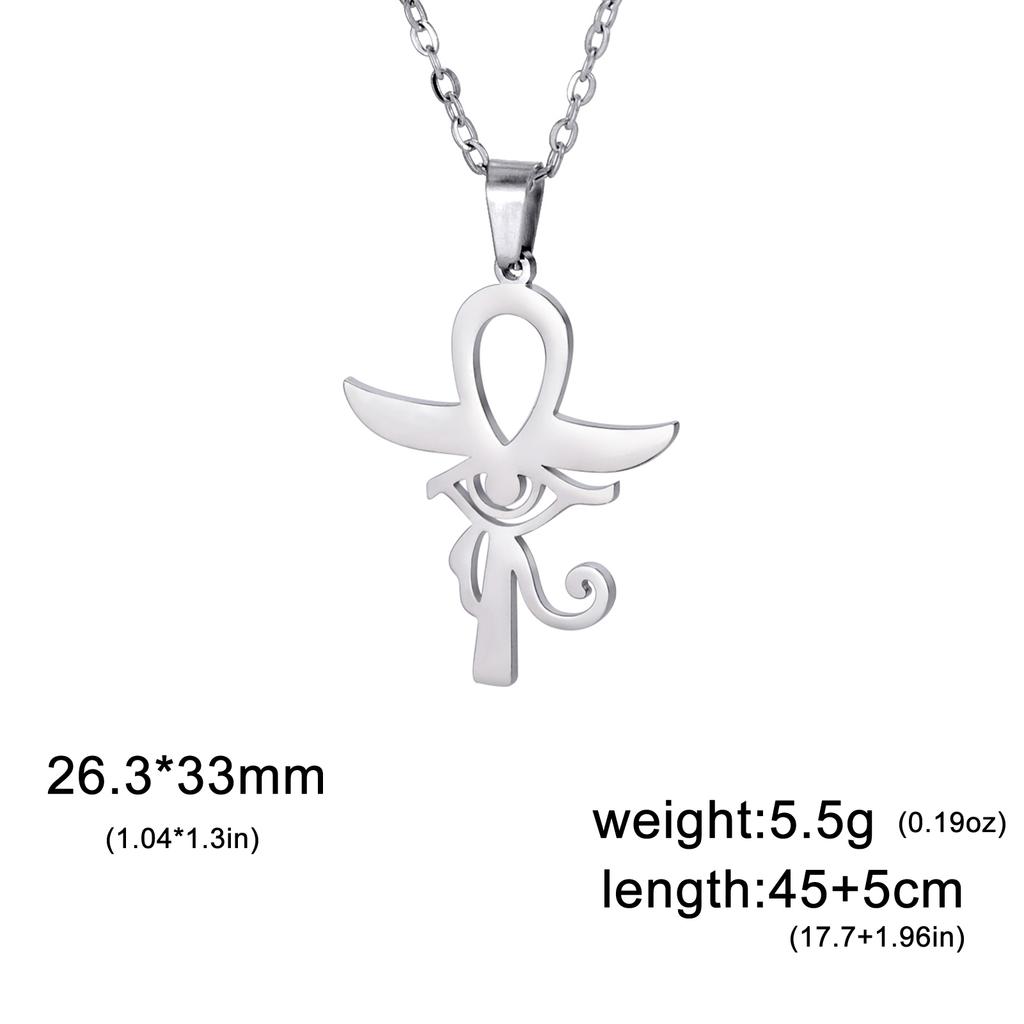 Egypt Eye Of Horus Ra Ankh Cross Necklace Stainless Steel Neck Chain Egyptian Protection Wedjat Eye Jewelry for Women Men