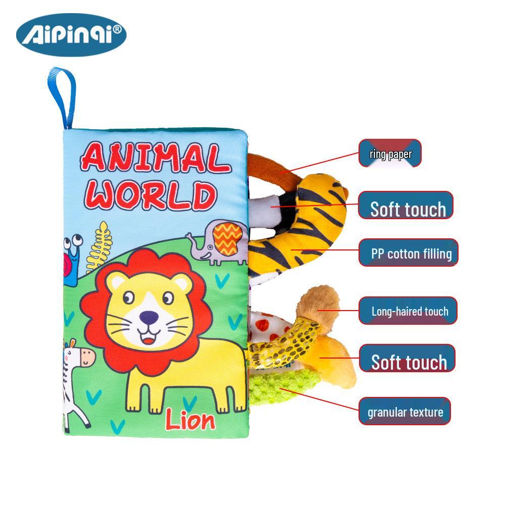 Aipinqi Baby Animal Tail Cloth Book – Tear-Resistant, Crinkle Paper Educational Toy for Early Learning.