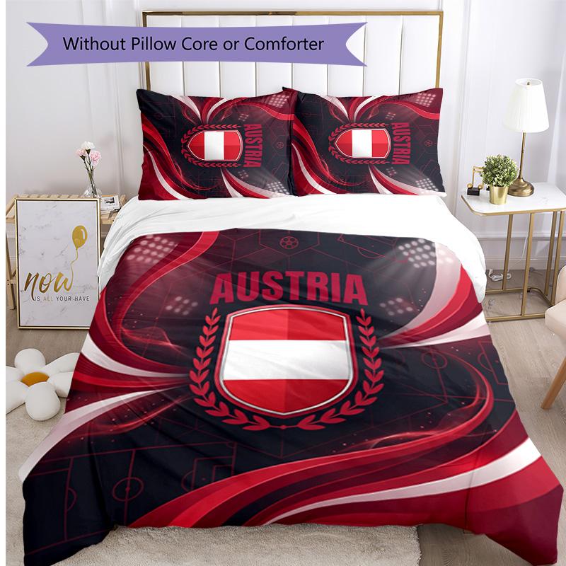 Set Lenzuola Stampate Caldo e Traspirante 3 Pezzi con Motivo Calcio Austriaco come Regalo per Inaugurazione Casa o Festività