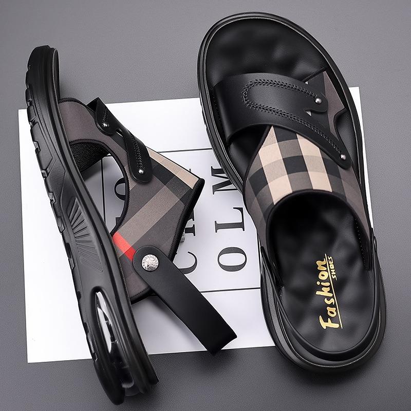 Men's Sandals Leather Casual Sandals Non Slip Beach Sandal Outdoor Platform Sandals for Men Summer New Slippers Sandalias Hombre