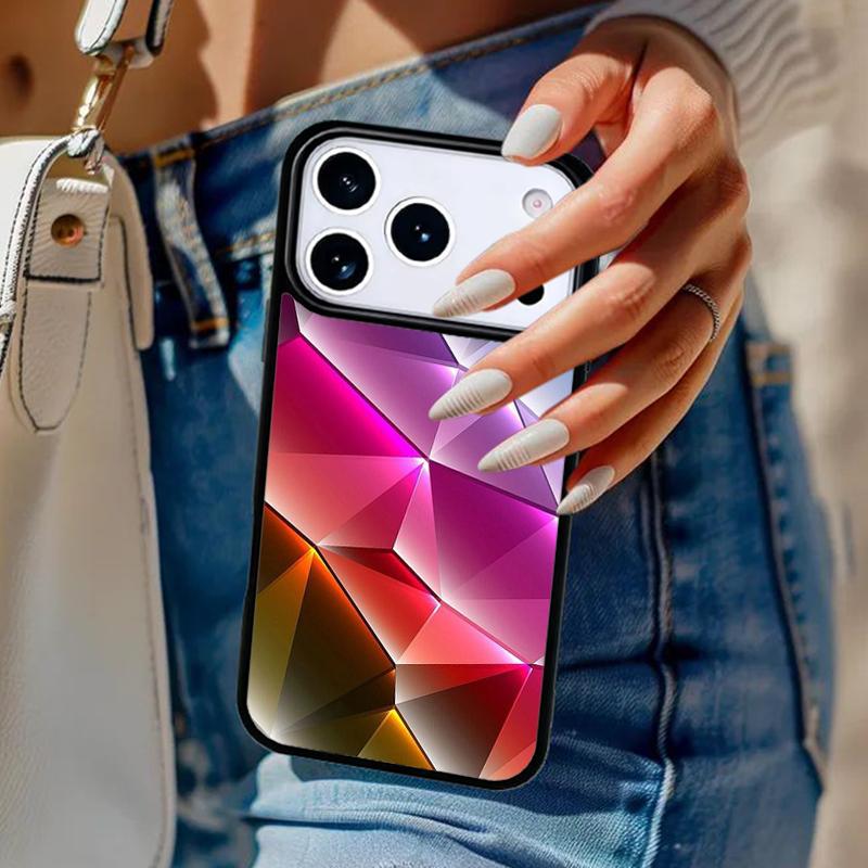 Geometric Abstract Crystal Phone Case For iPhone 17 Air 14 15 13 12 Max Cover For Apple 14 15 16 16e 11 Pro Max Plus Coque